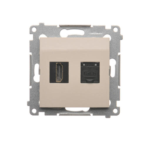 Gniazdo HDMI + RJ45 kat.6. (moduł); kremowy - DGHRJ45.01/41 - KONTAKT SIMON