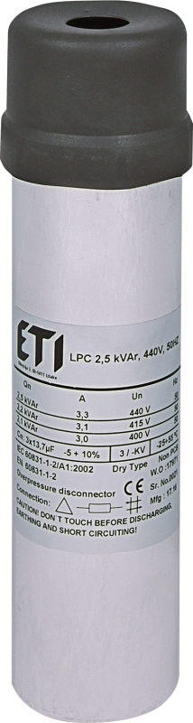 KONDENSATOR LPC 2,5 KVAR, 440V, 50HZ - 004656710 - ETI
