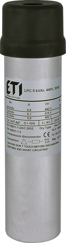 KONDENSATOR LPC 5 KVAR, 440V, 50HZ - 004656713 - ETI