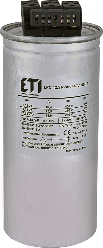 KONDENSATOR LPC 12,5 KVAR, 440V, 50HZ - 004656761 - ETI