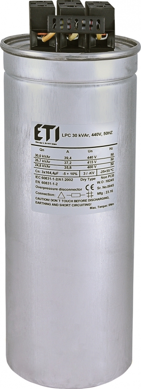 KONDENSATOR LPC 30 KVAR, 440V, 50HZ - 004656765 - ETI