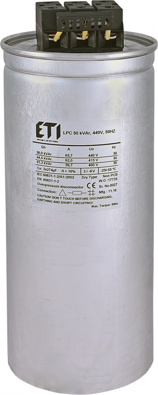 KONDENSATOR LPC 50 KVAR, 440V, 50HZ - 004656767 - ETI