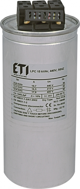 KONDENSATOR LPC 15 KVAR, 440V, 50HZ - 004656762 - ETI