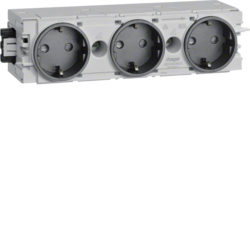 GNIAZDO SCHUKO POTRÓJNE POŁĄCZENIE WAGO C-PROFIL ANTRACYT - GS30009011 - HAGER