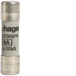 WKŁADKA BEZPIECZNIKOWA CYLINDRYCZNA 10X38 MM GPV 6 A 1000 V D.C. - LF306PV - HAGER