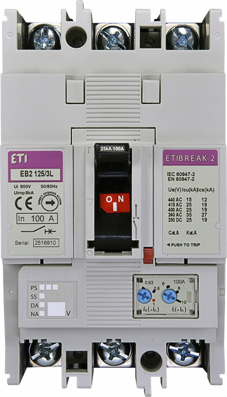 WYŁĄCZNIK MOCY 3P, 25KA, WYZW. TM EB2 125/3L 100A 3P - 004671025 - ETI