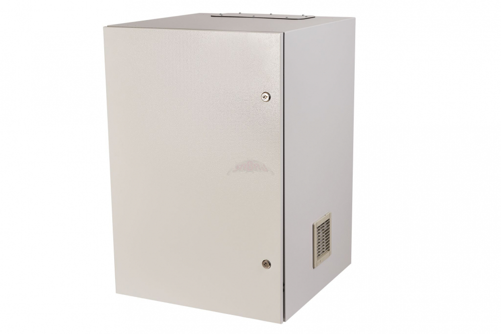 SZAFA WISZĄCA 19" 15UX600X600 MM IP 54, ŚCIANY BOCZNE PEŁNE, DRZWI PEŁNE, WEWNĘTRZNA, RAL 9002 - SWK19-15U-60-DP-W - SABAJ
