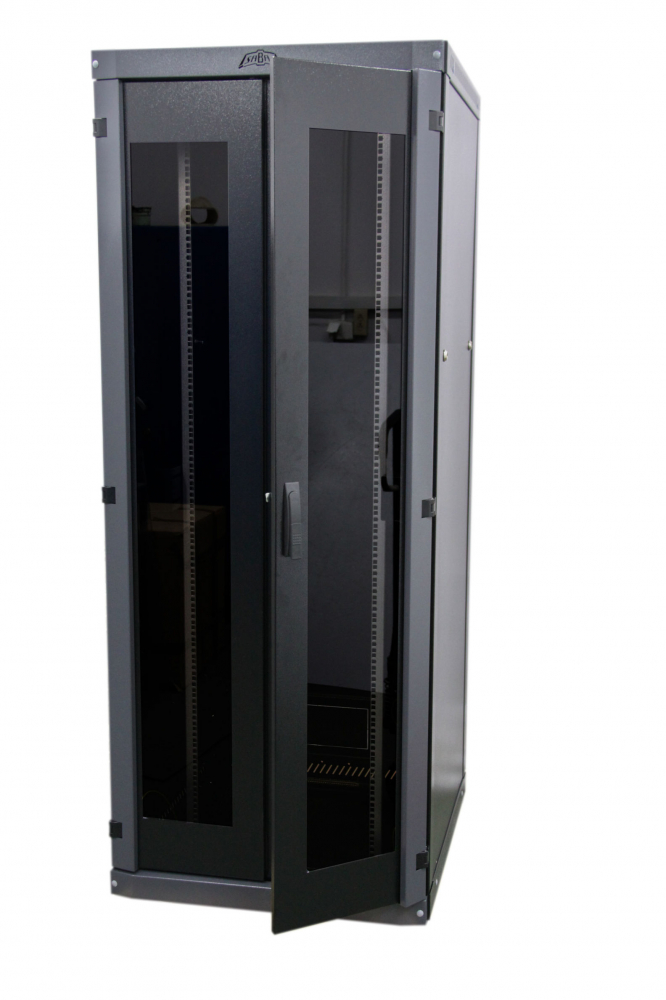 SZAFA 19" 45U 800X1000, DRZWI PRZEDNIE DZIELONE PRZESZKLONE, SKRÓCONA OSŁONA TYLNA PEŁNA TYP ACE - ACE19-45U-810-C-D3 - SABAJ