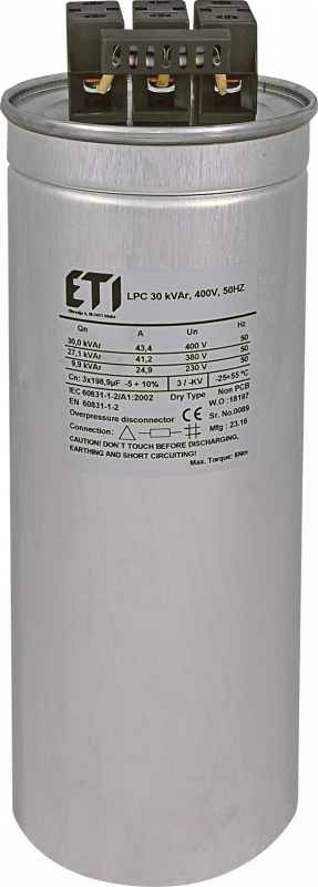 KONDENSATOR LPC 30 KVAR, 400V, 50HZ - 004656755 - ETI