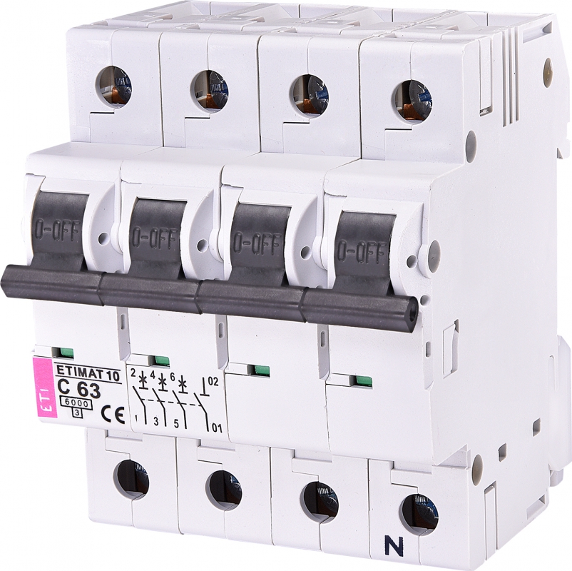 WYŁĄCZNIK NADPRĄDOWY ETIMAT 10 3P+N C63A 6KA - 002136722 - ETI