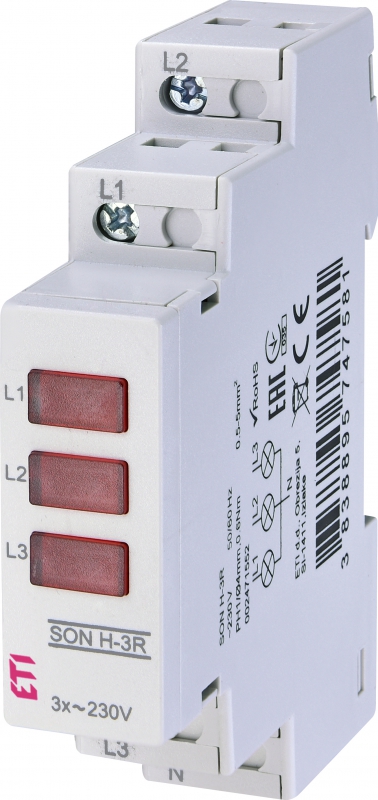 SYGNALIZATOR OBECNOŚCI NAPIĘCIA (3 X CZERWONA LED) SON H-3R - 002471552 - ETI