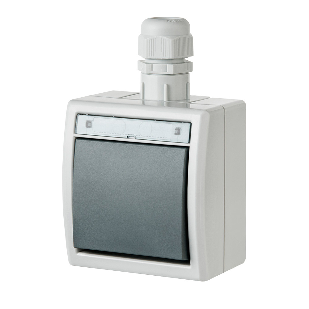 ŁĄCZNIK SCHODOWY POJEDYNCZY NATYNKOWY IP65 SZARY 2K AQUANT - 1201-65 - ELEKTRO-PLAST NASIELSK