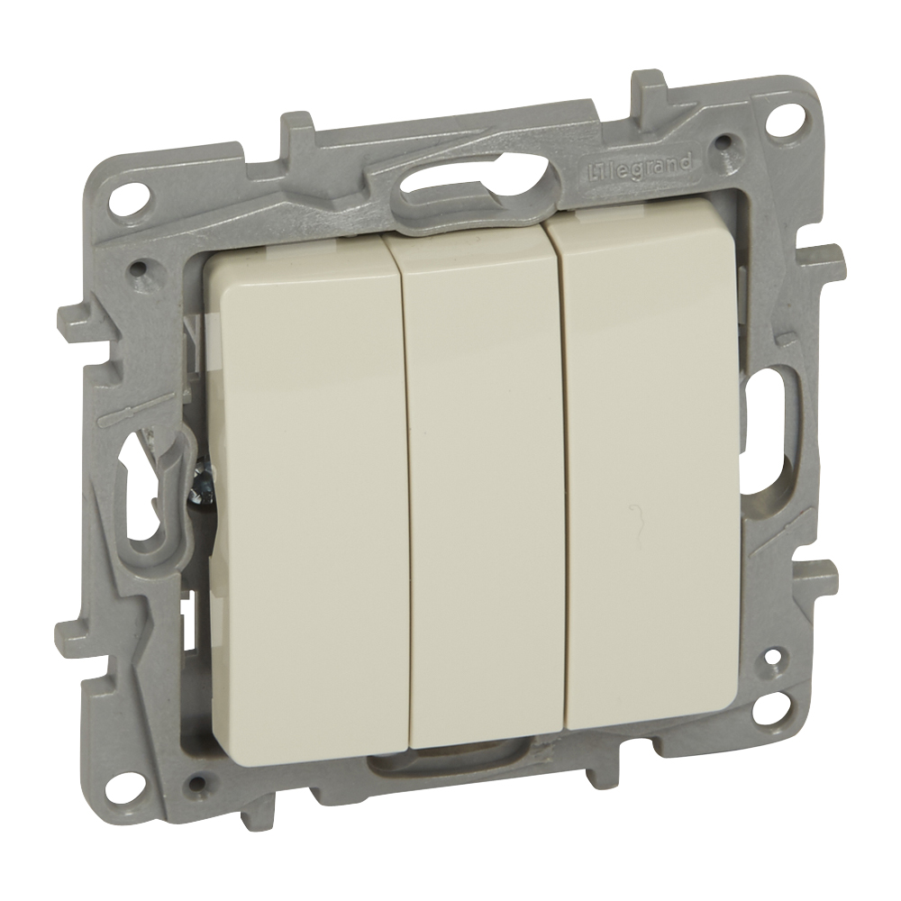 ŁĄCZNIK POTRÓJNY ZACISKI AUTOMATYCZNE 10AX 250V IP20 KREMOWY NILOE2 - 764603 - LEGRAND