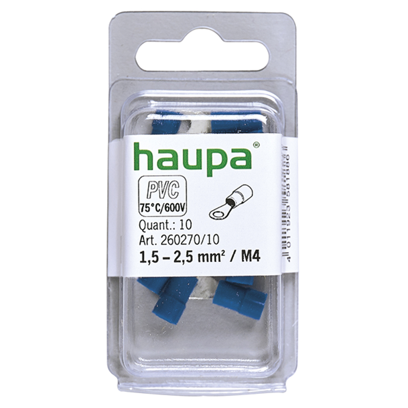 KOŃCÓWKA OCZKOWA IZOLOWANA DIN 1,5-2,5 M 4* 10 SZT. - 260270/10/B - HAUPA