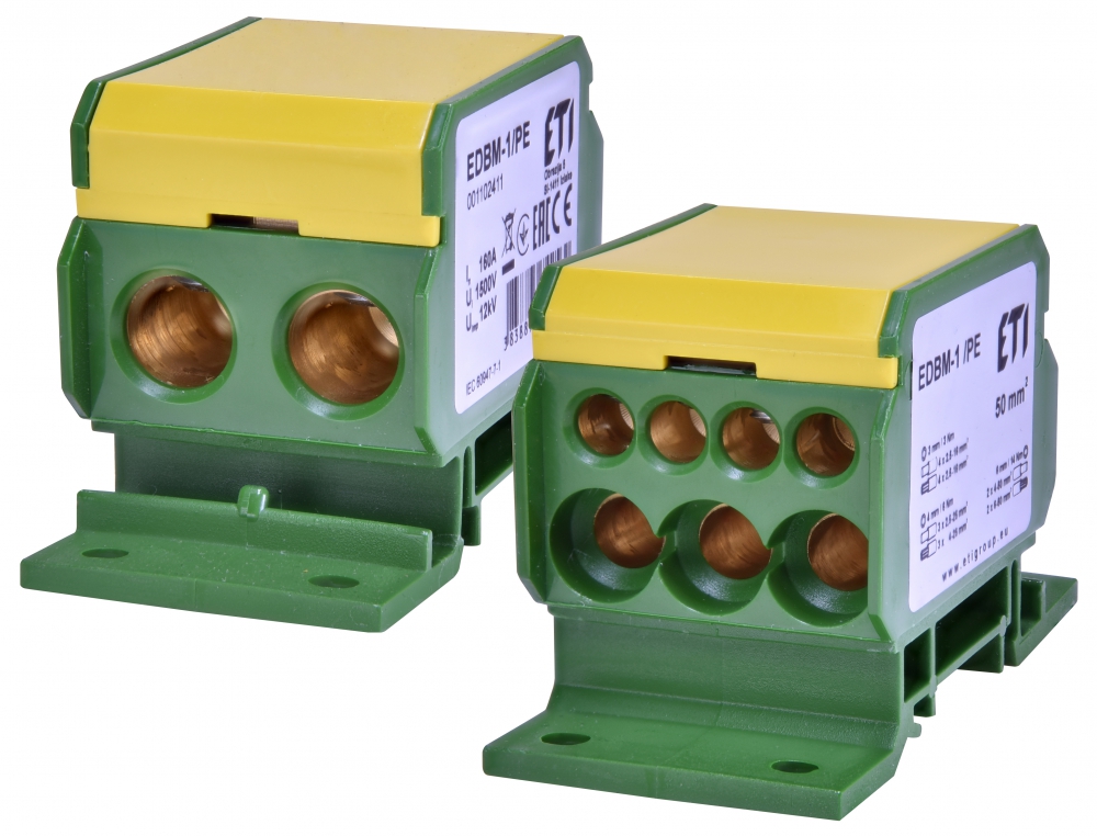 BLOK ROZDZIELCZY 160A (2X4-50MM2/3X2,5-25MM2+4X2,5-16MM2) ŻÓŁTO-ZIELONY EDBM-1/PE - 001102411 - ETI