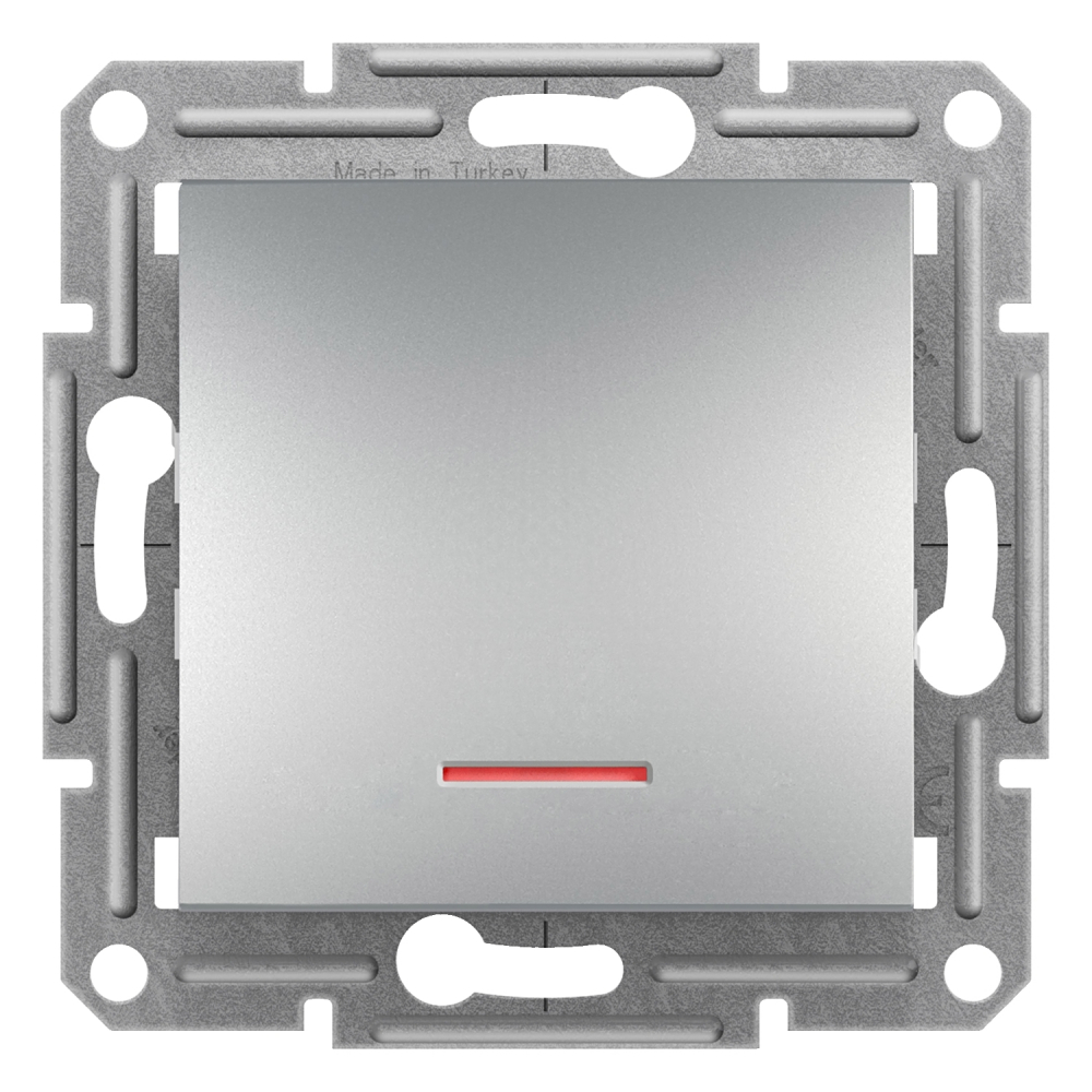 ŁĄCZNIK JEDNOBIEGUNOWY Z PODŚWIETLENIEM ZACISKI ŚRUBOWE 10AX 250V IP20 ALUMINIUM ASFORA - EPH1400361 - SCHNEIDER ELECTRIC
