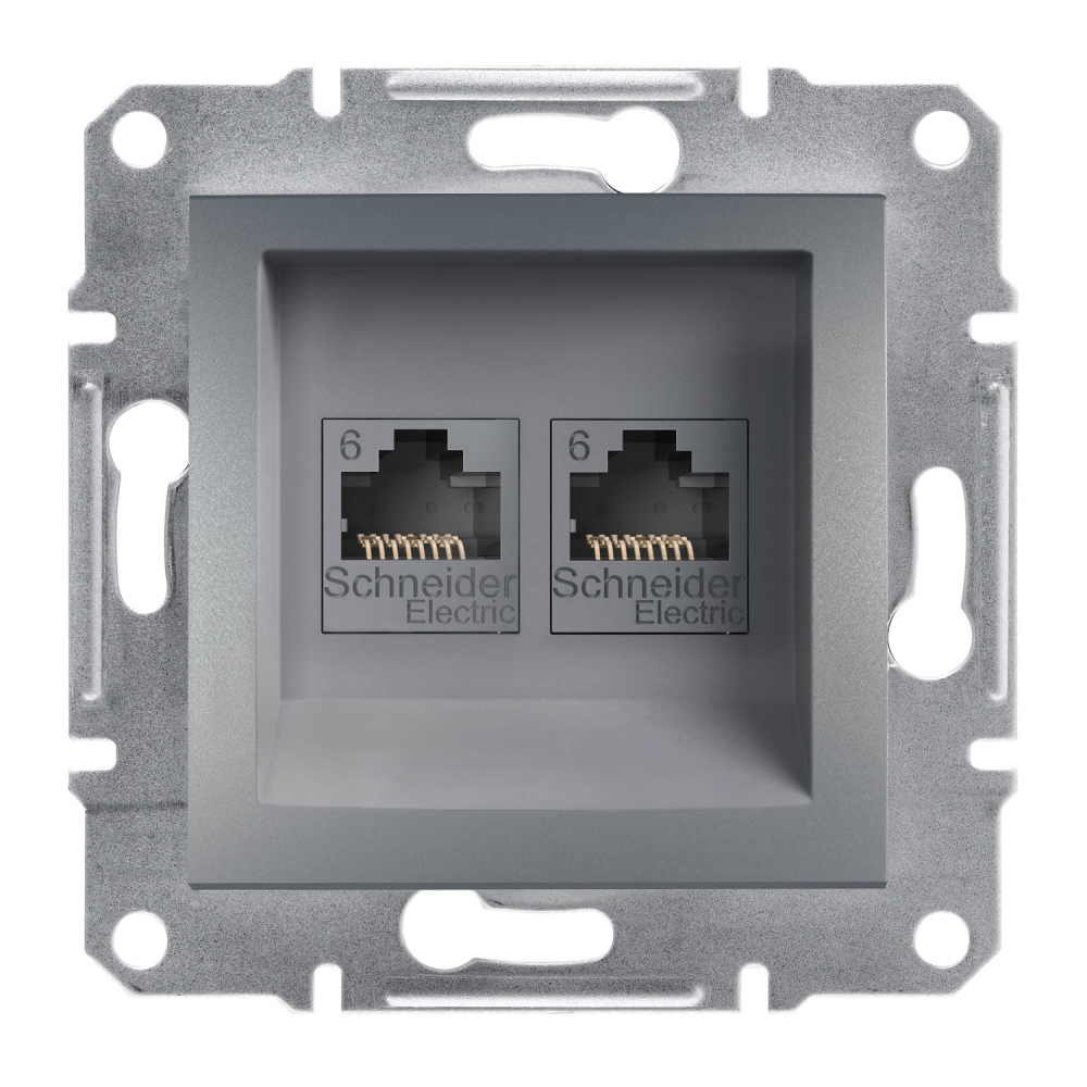 GNIAZDO KOMPUTEROWE PODWÓJNE KAT.6 UTP BEZ RAMKI STAL ASFORA. - EPH4800162 - SCHNEIDER ELECTRIC