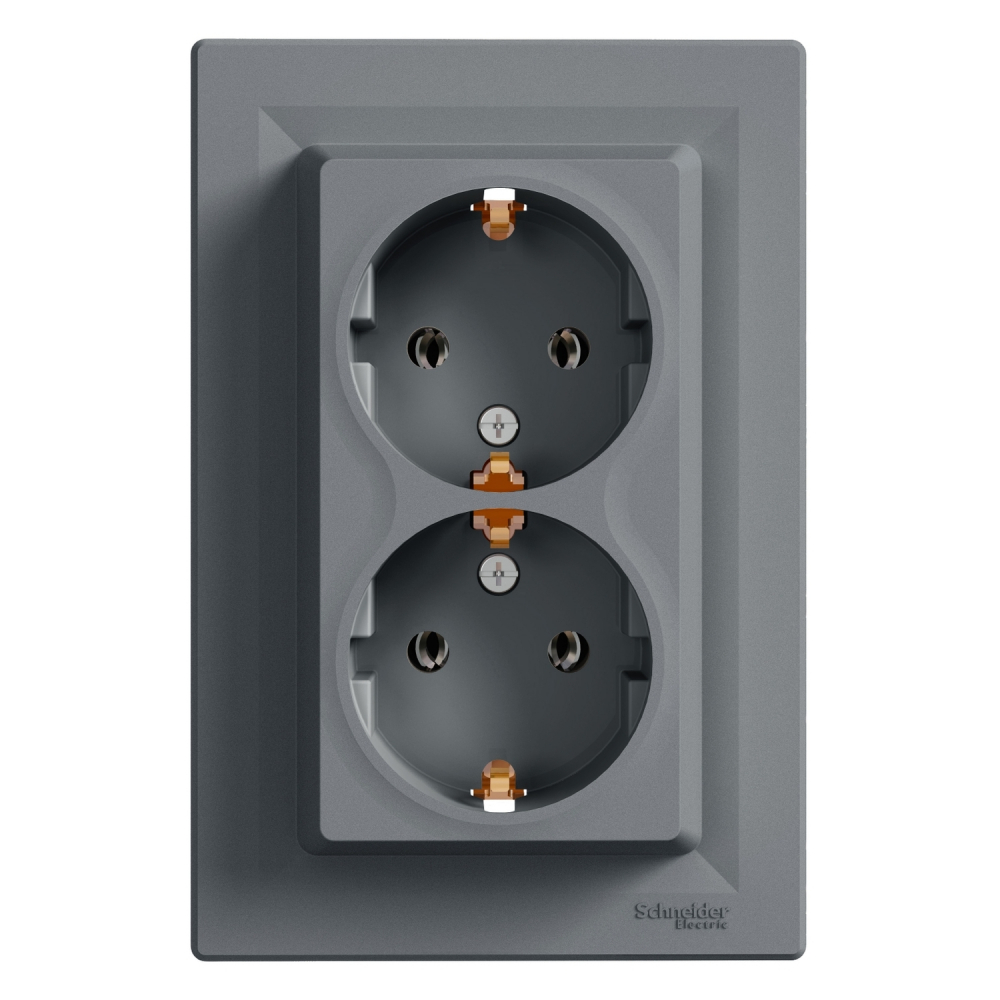 GNIAZDO PODWÓJNE SCHUKO STAL ASFORA. - EPH9900162 - SCHNEIDER ELECTRIC