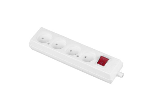 GNIAZDO PRZENOŚNE WTYCZKOWE CZTEROKROTNE 16A 4x2p+ Z WYŁĄCZNIKIEM 250V ROZBIERALNE BIAŁY - GN-460WS BIAŁY - PLASTROL