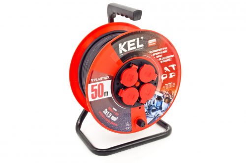 Przedłużacz bębnowy warsztatowy PROFESSIONAL LINE,IP-44- 4x2p+Z, 16A, 3680W, przewód 3x1mm H05RR-F-czarny - PB-PRO/D/50M/3X1/H05RR-F/CZARNY - PLASTROL