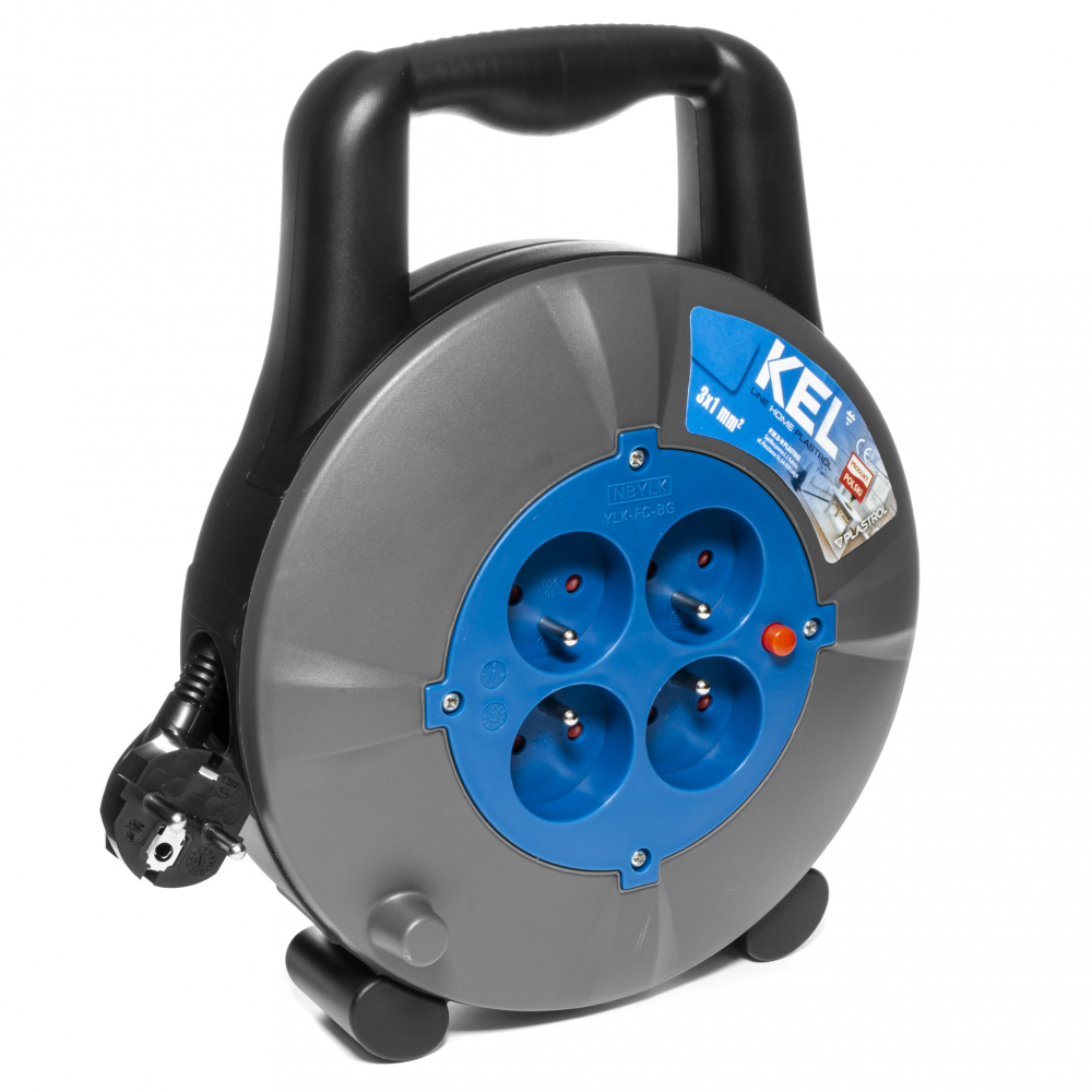 PZ-HOME/15M/3X1/H03VV-F Przedłużacz bębnowy domowy HOME LINE IP20 4x2p+Z, 10A 2300W, przewód 3x1 mm H03VV-F-czarny - PZ-HOME/15M/3X1/H03VV-F - PLASTROL