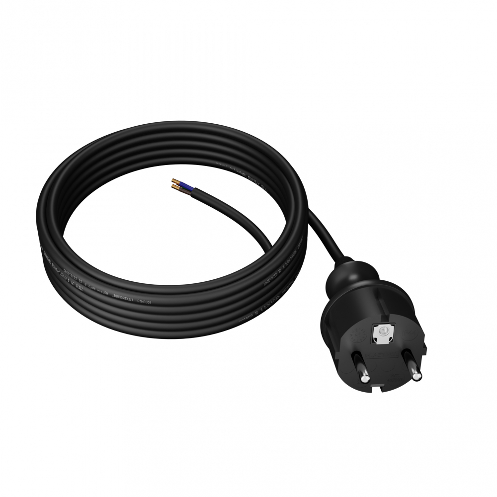 PP-40H/4,5M/3X1,5/H05RR/CZARNY Przewód przyłączeniowy narzędziowy, gumowy z wtyczką prostą IP44 3x1,5 H05RR (guma) - PP-40H/4,5M/3X1,5/H05RR/CZARNY - PLASTROL