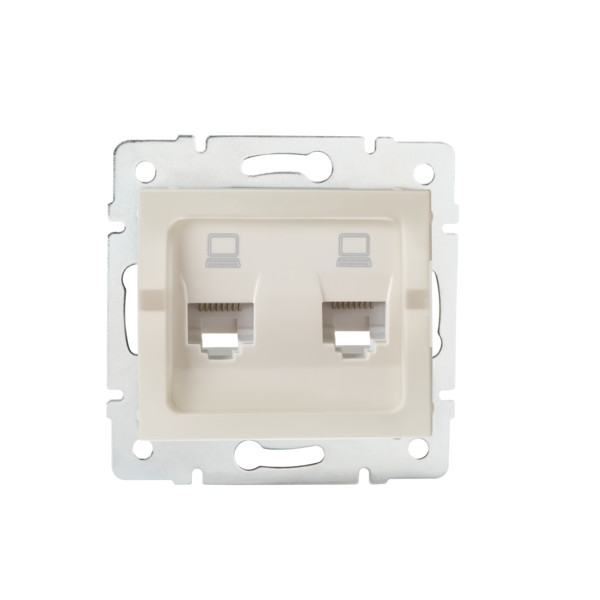 GNIAZDO KOMPUTEROWE PODWÓJNE NIEZALEŻNE, (2X RJ45 KAT. 5E JACK) KREMOWY LOGI. - 25169 - KANLUX