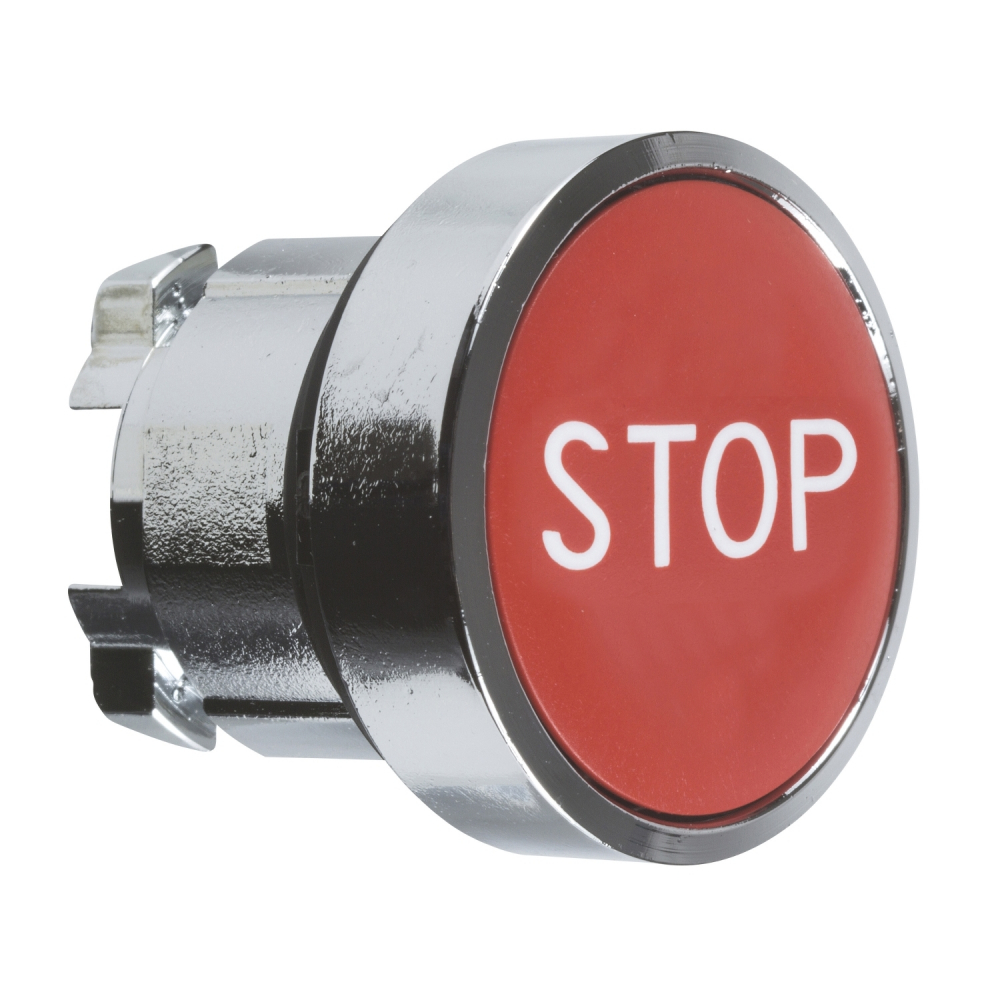 Przycisk płaski czerwony samopowrotny bez podświetlenia metalowy STOP - ZB4BA434 - SCHNEIDER ELECTRIC