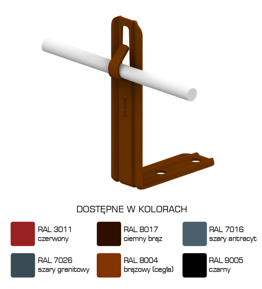 Uchwyt kątowy prosty H=10cm Z-zagięcie /LA/ TYP AN-11R/LA/-N - C462600 - AN-KOM Sp. z o.o.