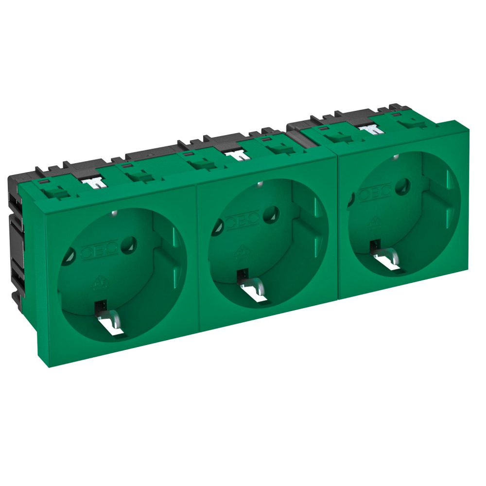 GNIAZDO POTRÓJNE 0 STOPNI VDE, ZIELONE STD-D0 MZGN3. - 6120046 - OBO