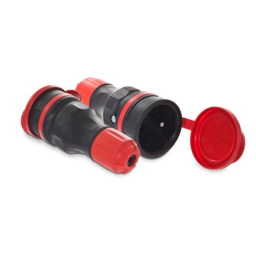 GNIAZDO PRZENOŚNE Z KLAPKĄ 1-FAZOWE 16A 2P+Z 250V IP54 CZARNO-CZERWONY EXTREM. - GN-54 CZARNO-CZERWONY EXTREM - PLASTROL