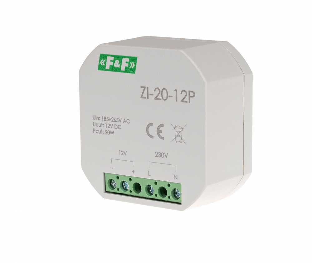 Zasilacz impulsowy do puszki, 12V, 20W - ZI-20-12P - F&F