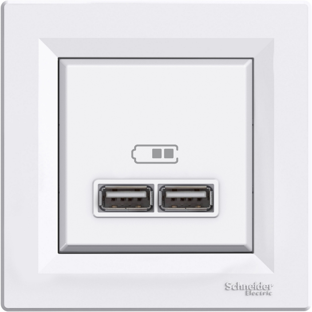 ŁADOWARKA USB 2.1A Z RAMKĄ BIAŁY ASFORA - EPH2700221 - SCHNEIDER ELECTRIC
