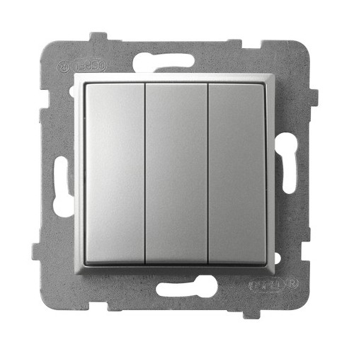 ŁĄCZNIK POTRÓJNY ZACISKI AUTOMATYCZNE 10AX 250V IP20 SREBRNY ARIA - ŁP-13U/m/18 - OSPEL