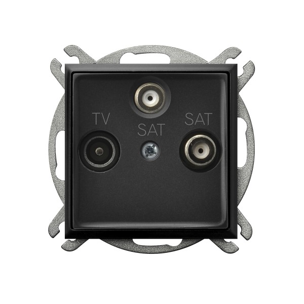 GNIAZDO RTV-SAT Z DWOMA WYJŚCIAMI SAT CZARNY METALIK ARIA. - GPA-U2S/m/33 - OSPEL