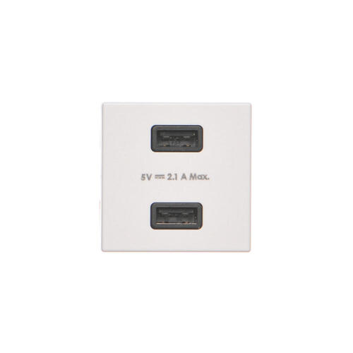 USB ładowarka K45 (45x45) gniazdo typ A 5V/2,1A; czysta biel - K126E/9 - KONTAKT SIMON