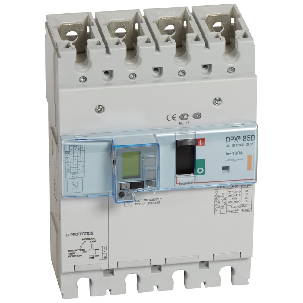 WYŁĄCZNIK MOCY 160A 4-POLOWY 25KA Z ZABEZPIECZENIEM RÓŻNICOWYM DPX3 250 EL - 420327 - LEGRAND