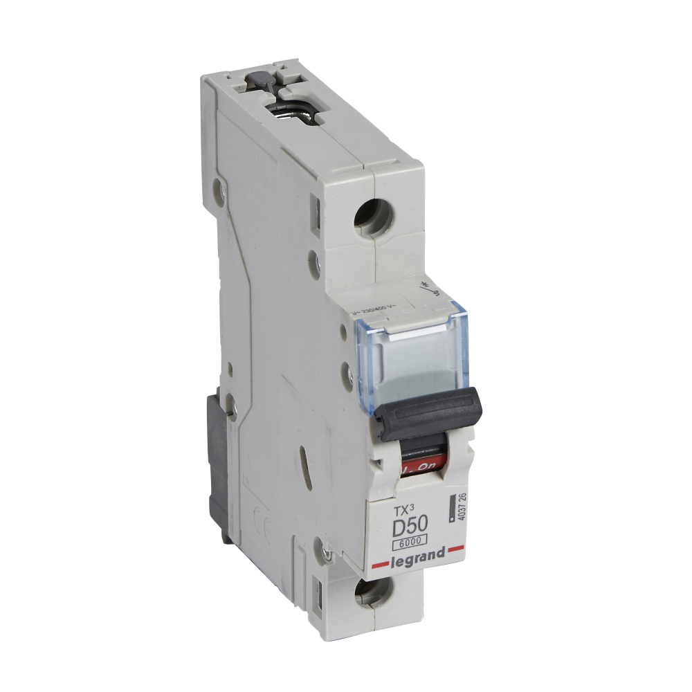 WYŁĄCZNIK NADPRĄDOWY D 50A 1-POLOWY CHARAKTERYSTYKA D SERII TX3 S 301 - 403726 - LEGRAND