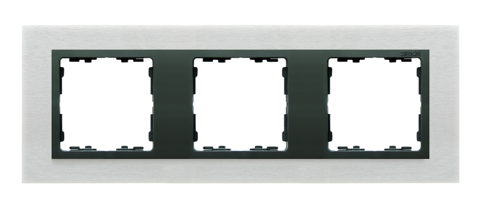 Ramka 3-krotna Nature-metal, Inox mat / pierścień grafit - 82837-31 - KONTAKT SIMON