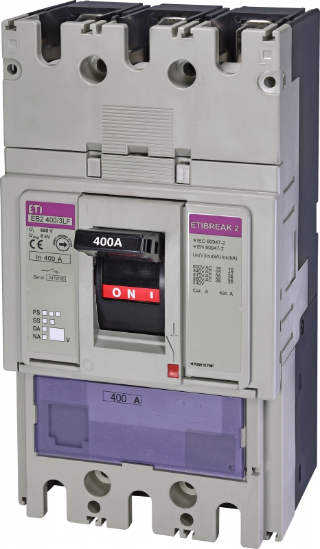 WYŁĄCZNIK MOCY 3P, 25KA, WYZW. TM (BEZ REGULACJI) EB2 400/3LF 400A 3P - 004671105 - ETI