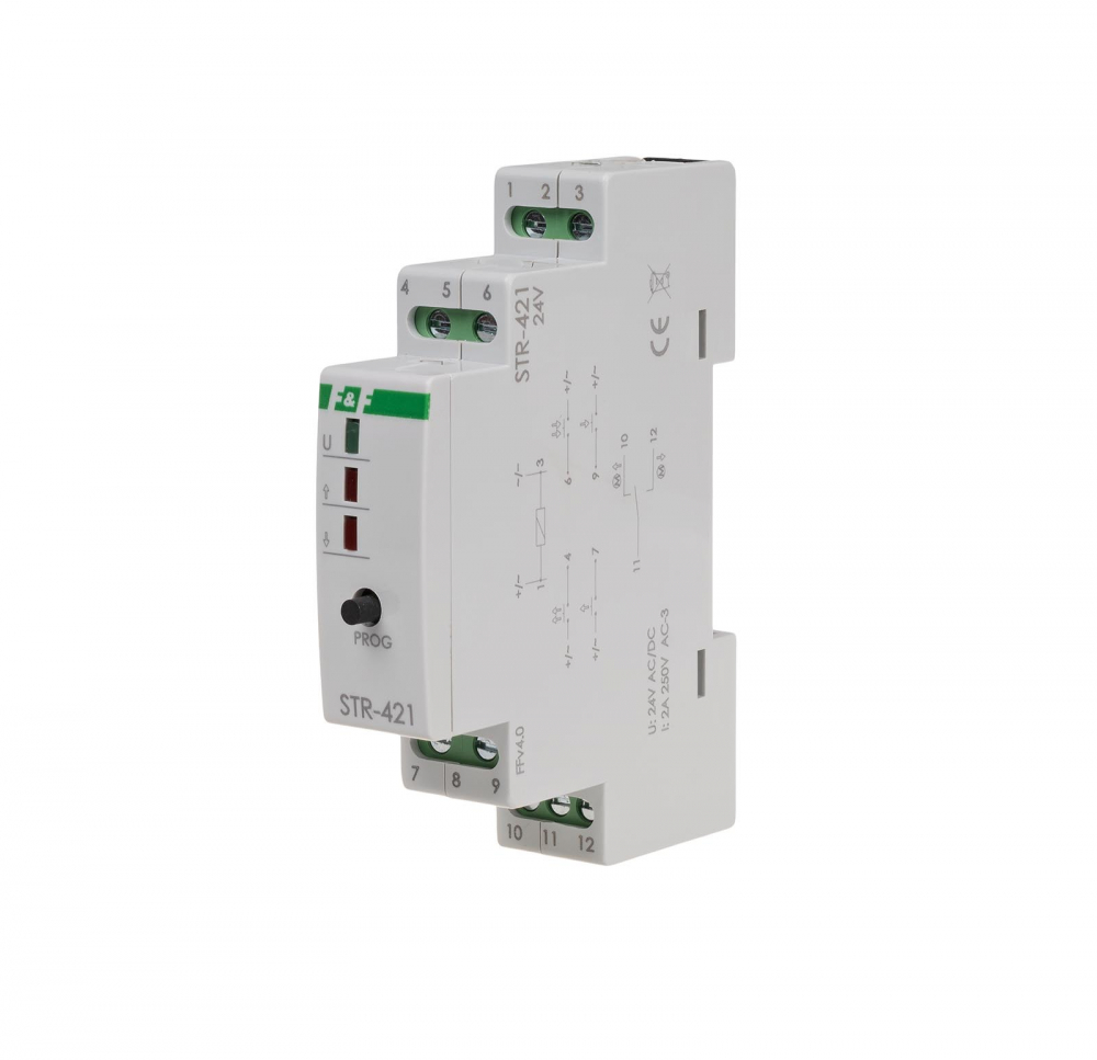 Sterownik roletowy, dwuprzyciskowy STR-421 24V napięcie 24V AC/DC - STR-421-24V - F&F