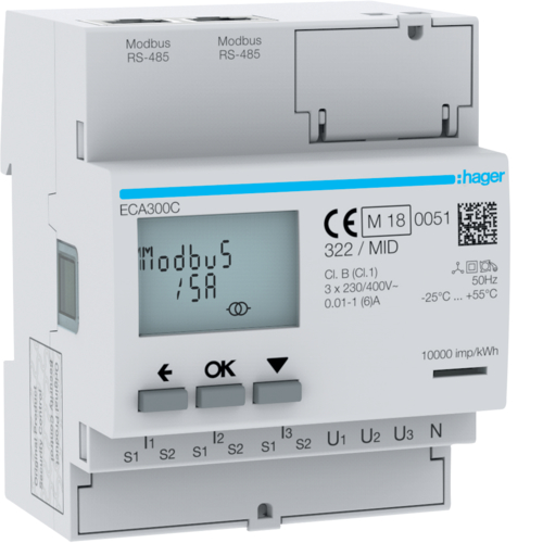 agardio.measure Licznik energii elektr. 3-fazowy, przekł. 1-5A 4M, AGARDIO, MID - ECA300C - HAGER