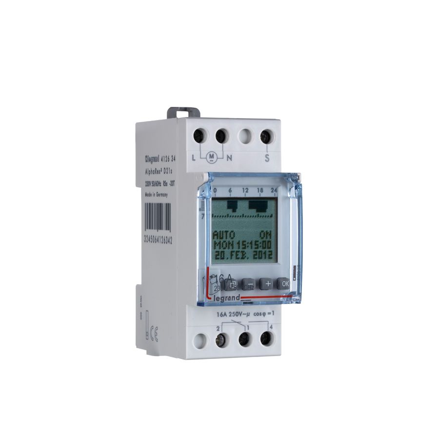 PROGRAMATOR CYFROWY TYGODNIOWY 1-KANAŁOWY Z WEJŚCIEM STERUJĄCYM D21S - 412634 - LEGRAND