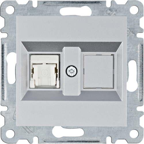 lumina Gniazdo komputerowe pojedyczne RJ45 kat.6 UTP, srebrny - WL2152 - HAGER