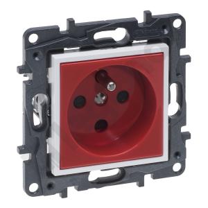 GNIAZDO POJEDYNCZE Z UZIEMIENIEM DATA 2P+Z BLOKOWANE ZACISKI AUTOMATYCZNE 16A 230V CZERWONY NILOE STEP - 863031 - LEGRAND