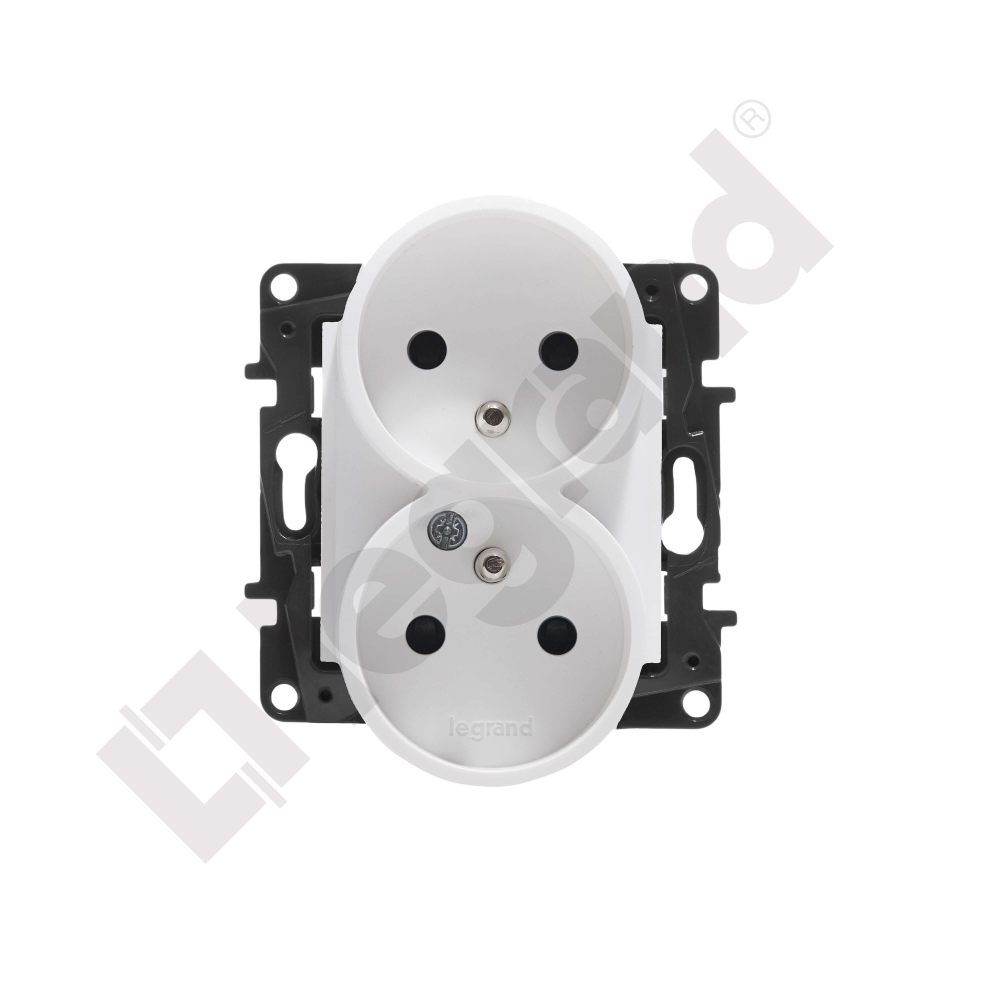 GNIAZDO PODWÓJNE 2X2P DO RAMEK WIELOKROTNYCH ZACISKI ŚRUBOWE 16A 230V BIAŁY NILOE STEP - 863132 - LEGRAND