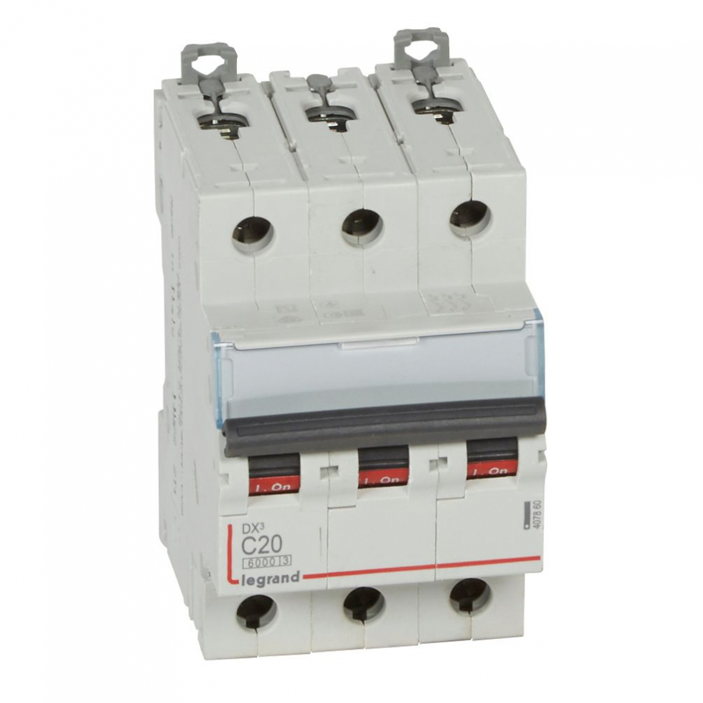 WYŁĄCZNIK NADPRĄDOWY C 20A 3 POLOWY CHARAKTERYSTYKA C SERII DX3 S 303 - 407860 - LEGRAND