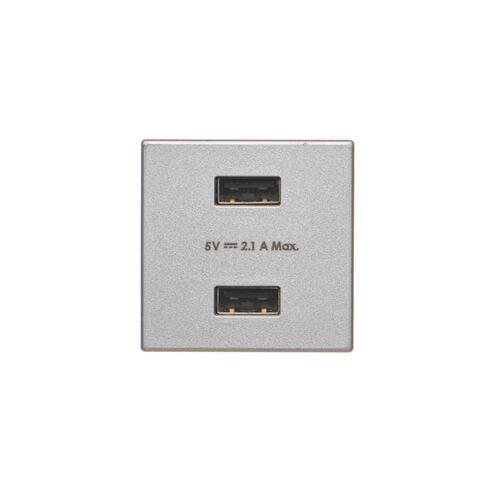 USB ładowarka K45 (45x45) gniazdo typ A 5V/2,1A; aluminium - K126E/8 - KONTAKT SIMON