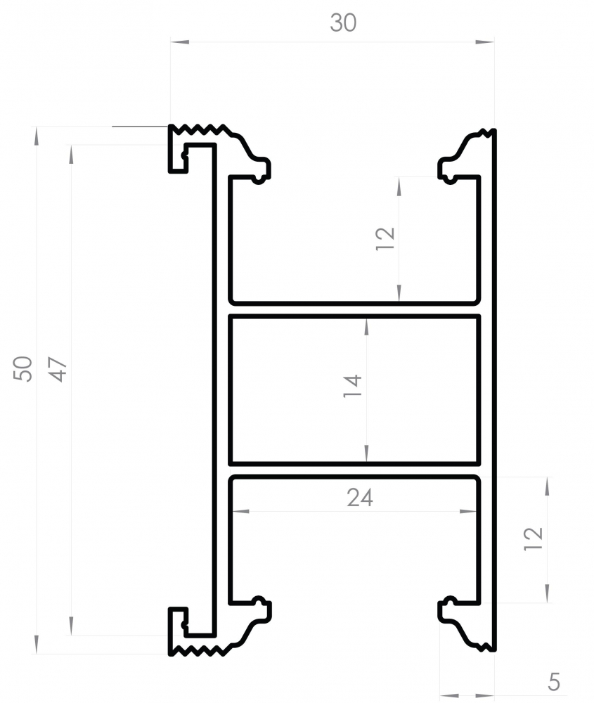 SZYNA MONTAŻOWA RYFLOWANA SM-30x50/3300 AL KLIK CZARNY - XPF_SM072B ...