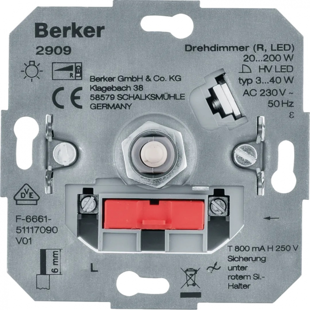 ŚCIEMNIACZ OBROTOWY OBCIĄŻENIE R 20-200W LED 3-40W ONE.PLATFORM - 2909 - HAGER